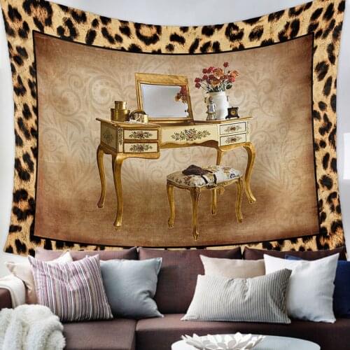 Leopard Print Animal Skin Texture Dressing Table Tapestry Wall Hanging Living Room Decor Wall Hanging Tapestry Yoga Mat