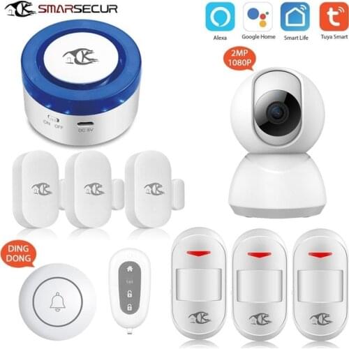 H2 Smart Tuya Smart Home Alarm Wi-Fi Strobe Flash Siren with HD 2.0MP Wifi Ip camera