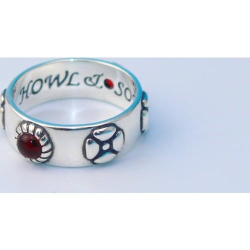 S925 Sterling Sliver Howls Moving Castle Ring Hayao Miyazaki Anime Howl Sophie Cosplay Ring Sliver Jewelry US size 5 6 7 8 9