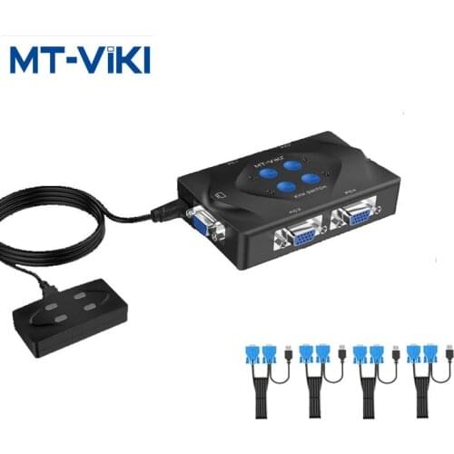 MT-VIKI 4 Ports KVM Switch 4 In 1 Out Multi Computer Switch USB VGA Sharer Printer Keyboard Mouse Switch MT-401KM