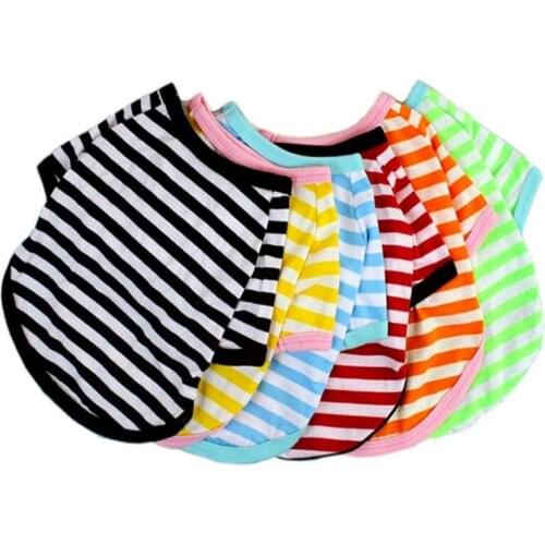 Summer Pet Clothes Striped Round Neck Soft T-shirt Thin Vest For Small Medium Dogs Pet Puppy Vest T-shirt Dog Clothes