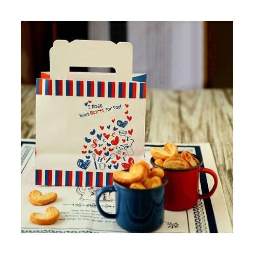 Blue red stripes small Paper handle Bags,macaron handle bag,Gift packaging bags 30pcs/lot 15x15x9cm