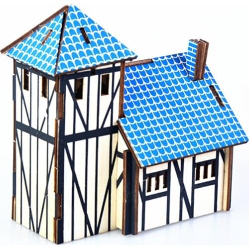 DIY Model toys 3D Wooden Puzzle-Western farmhouse Wooden Kits Educational Puzzle Game Assembling Toys Gift for Kids Adult P7
