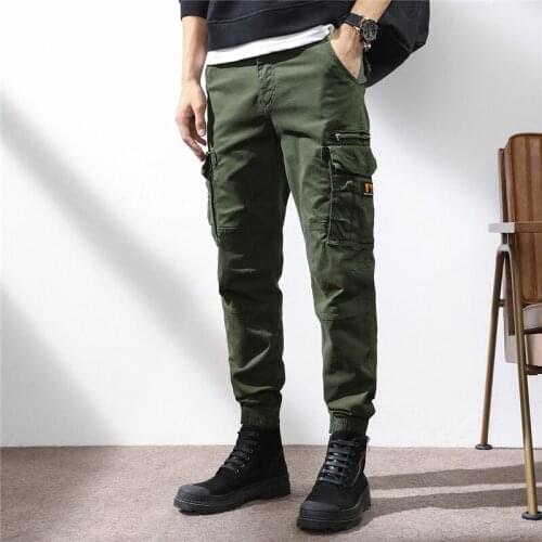 2021 Spring Autumn New Mens Japanese Harem Overalls Retro Zipper Loose Version Cotton Casual Pants Male Brand Khaki Green