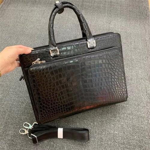 Authentic Exotic Crocodile Belly Skin Mens Business Briefcase Genuine Alligator Leather Male Large Working Totes Purse Handbag