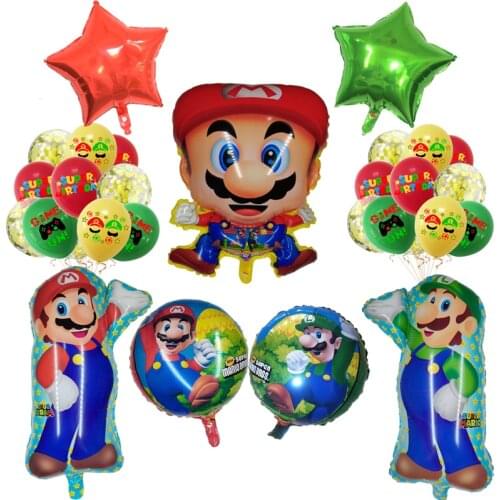 Super Mary Mario Balloon set Cartoon game boy girl Aluminum film balloon Birthday party decoration kids toys