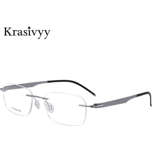Krasivyy Rimless Glasses Frame Men Pure Titanium Square Screwless Myopia Eyeglasses Women Prescription Frameless Eyewear