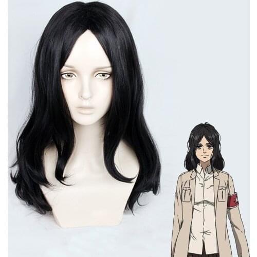 Attack on Titan Pieck Finger Wig Cosplay The Final Season Black Curly Hair Cosplay Wig Heat Resistant Synthetic Hair + Free cap