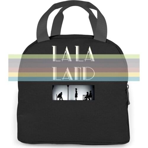 La La Land poster, Emma Stone, Ryan Gosling, BLACK all s T Shits Printing women men Portable insulated lunch bag adult