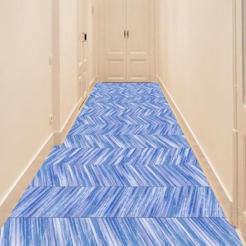 Blue Simulated wood grain floor sticker 3D waterproof non-slip DIY self-adhesive Living room bedroom Mall floor decoration