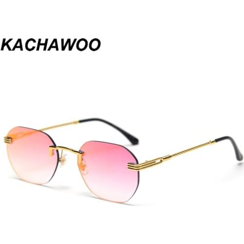 Kachawoo men square sunglasses rimless mirror blue green red metal man retro sun glasses for women high quality spring summer