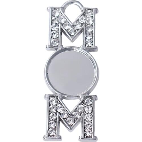Alloy Eco friendly Blank Round Sticker Mom Shape Tray Charm Mothers Day Gift Pendant