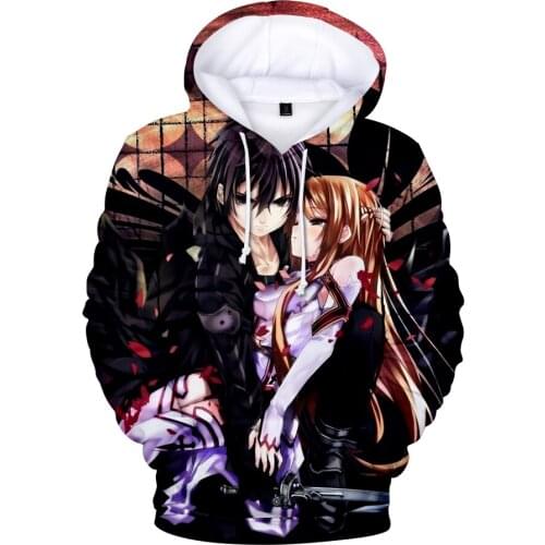 Classic Popular Sword Art Online SAO Hoodies sweatshirts 3D Pretty Couples Anime Hoodie Autumn Women/men Long Sleeve Lovers Coat
