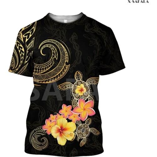 Amazing Polynesia Hawaii Hibiscus Turtle Tribal Style 3D All Printed T-shirt Men Women Unisex Summer Casual Tee Streetwear