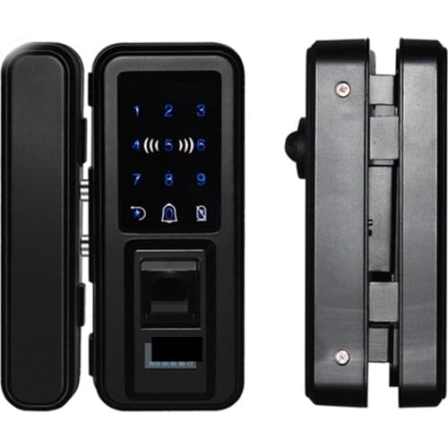 Keyless Smart Biometric Fingerprint Lock Glass Door Lock With APP Remote Control Password IC Card Unlock Way Touch LCD Battery