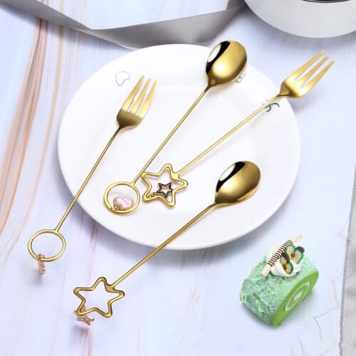 Stainless Steel Coffee Spoon Dessert Fork Cocktail Bar Drink Shaker Muddler Heart Shape Mixing Spoon for Mixing Stirring Kitchen