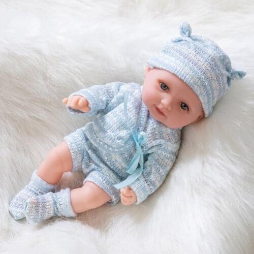 Vinyl Reborn Baby with Hat Simulation Doll Newborn Babies Doll Realistic Soft Lifelike Doll Toy for Kids Toddler Brithday Gifts