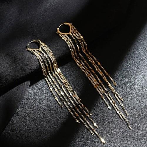2020 New Fashion Long Metal Tassel Drop Earrings for Women Korean Joker Sweet Lovely Heart Elegant Party Wedding Jewelry Brincos