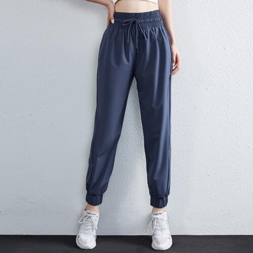 Vansydical Women Loose Running Pants Woman Elastic Waist Jogging Trousers Fitness Training Sweatpants Female Solid Sportswear