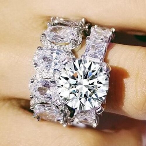 Handmade Vintage Ring sets 925 Sterling silver AAAAA cz Statement Wedding Band Rings for women Bridal Party Fashion Jewelry