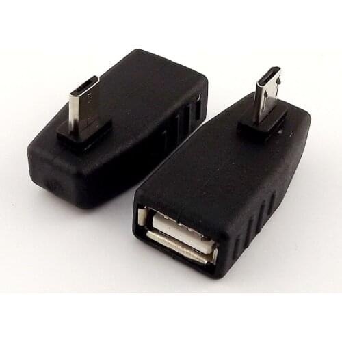 10Pcs Left Angle Micro USB 5 Pin B Male Plug To USB 2.0 A Female OTG Host Adapter