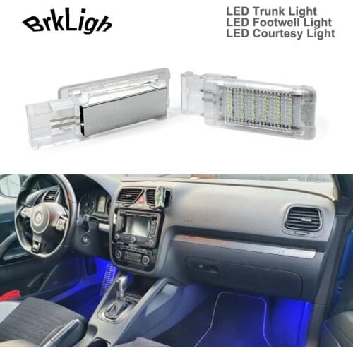 2Pcs LED Luggage Compartment Footwell Light Trunk Courtesy Lamps For VW Passat Polo Golf Jetta Sharan Tiguan Touareg Caddy EOS
