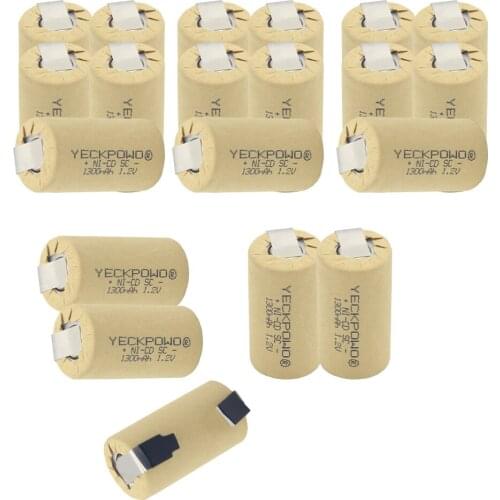 Fast Delivery 20 pcs real capacity guaranteed Moscow warehouse 1300mAh SC batteries NICD sub C battery 1.2V akkus for sweeper