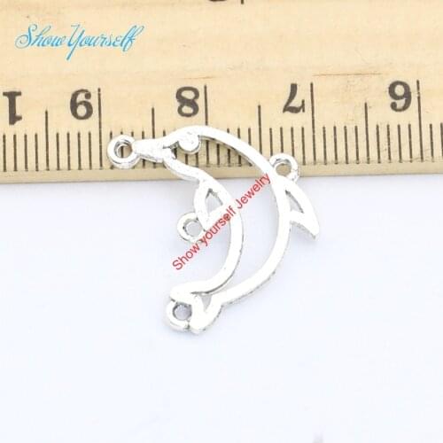 20PCS/lot Antique Silver Plated Dophin 1-3 Connectors Pendant Jewelry Making Findings Accessories DIY Handmade Craft 21x17mm