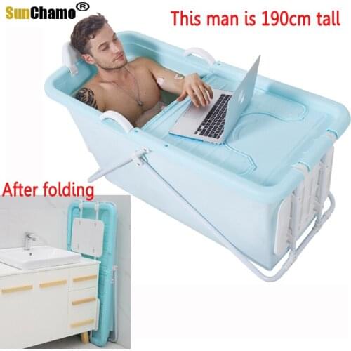 2021 Lengthen Folding Portable Insulated Bathtub for Adults Inflatable Bath Straight Bathtub Food Grade Non-toxic Soft Material