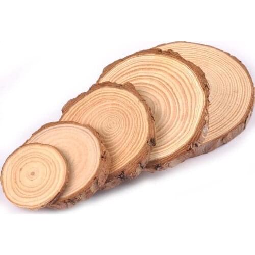 3-16cm Pine Round Unfinished Thick Wood Slices Circles Tree Bark Log Discs For DIY Crafts Wedding Party Wooden Decoration m2696