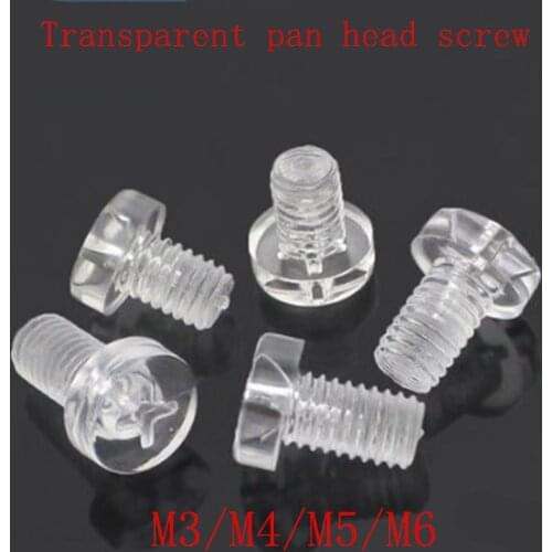 50PCS M3 M4 Transparent Acrylic Phillips Pan Head Machine Screw Insulation Screw