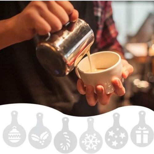 8/16pcs Cappuccino Mold Fancy Coffee Printing Model Cake Stencils Powdered Sugar Chocolate Cocoa Coffeeware Coffee Stencils