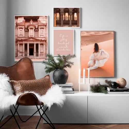 Architecture Forest Girl Giraffe Quotes Wall Art Canvas Painting Nordic Posters And Prints Wall Pictures For Living Room Decor