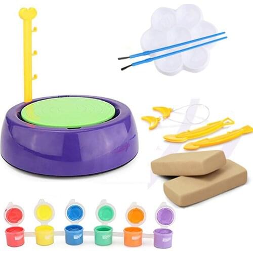 Bginners Pottery Wheel Kit Craft Toys For Kids With Paints And Tools Diy Toy Clay Pots Making Pottery Wheel Set For Kids Gifts