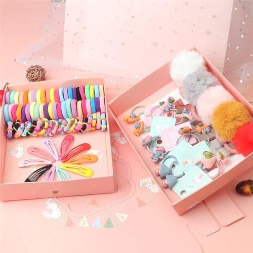 Children Hair Accessories Set Elastic Hair Bands Cute Colorful Hair Clip For Children Baby Girls Holder Headband Barrettes Gifts