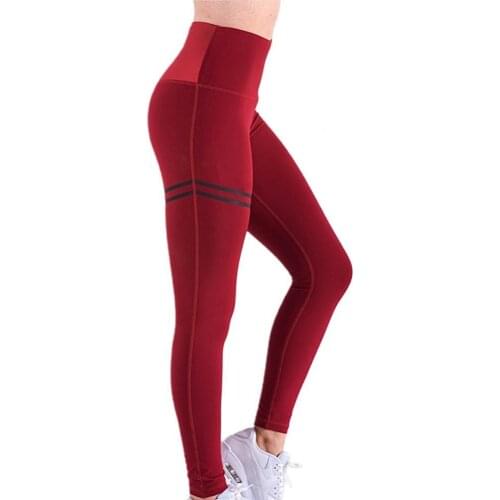 Women High Waist Hip Lift Seamless Workout Leggings Stripe Gym Pants Trousers Slim Pants Fitness Leggings Women Pants
