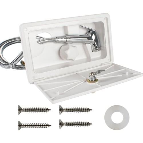 RV Shower Box Kit with Lock-Includes Shower Faucet Shower Hose Shower Wand for Boat Marine Camper Caravan