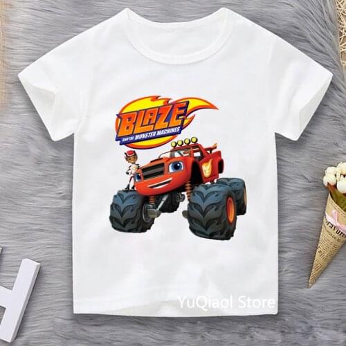 Cartoon Blaze And The Monster Machines Tshirt Baby Kids Clothing Summer Boys T-Shirts Children White Short Sleeve T Shirt Top