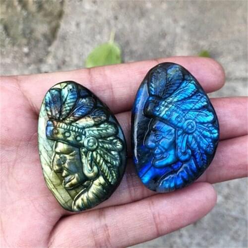 Hot sale natural Healing Crystal stones carved Labradorite angel pendant for decoration gift