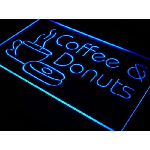I310 OPEN Coffee & Donuts Cafe Bar LED Neon Light Light Signs On/Off Switch 20+ Colors 5 Sizes