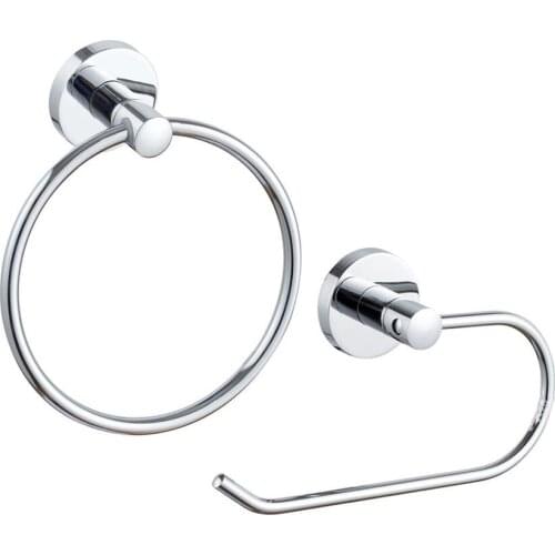 2 Pcs/Set Stainless Steel Towel Ring +Toilet Paper Holder Towel Bar Towel Ring Rack Shelf Holders Bathroom Accessories Set