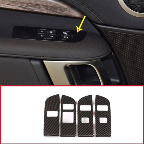 Carbon Fiber Style For Land Rover DIscovery 5 LR5 L462 2019 LHD Year ABS Interior Child Lock Button Trim With Opening Warning