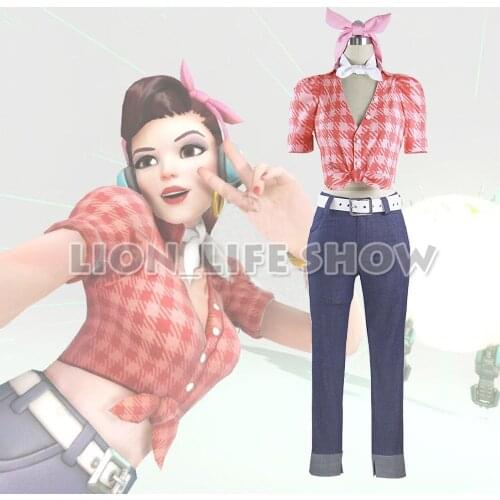 OW DVA D.va Anniversary Cruiser Rockabilly Cosplay Costume Outfit