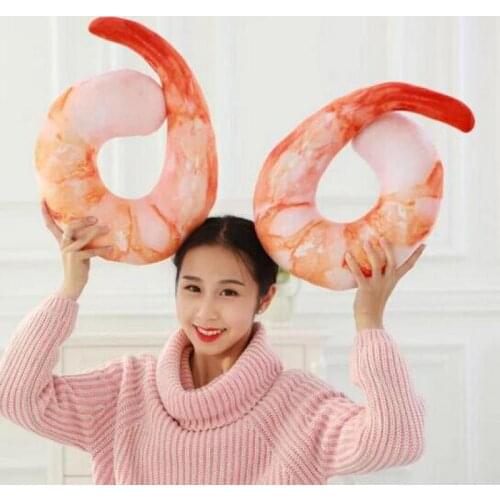 New 1pc 40cm Creative Plush Peeled Prawns Stuffed Animals Plush Toys U Neckpillow Shrimp Cushion Pillow Kids Toys Birthday Gift