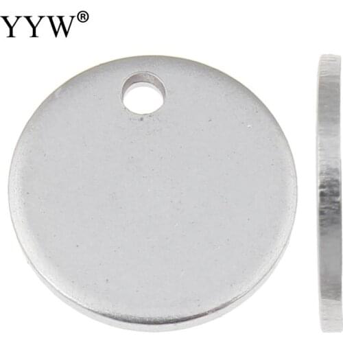 Round Stainless Steel Pendant Necklace Charm 50pcs/Bag 13x1mm New Coin Style Pendants For Jewelry Making Diy Dog Tags