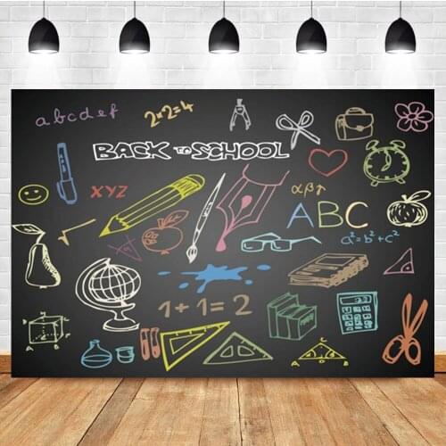 Laeacco Back to School Day Welcome Children Blackboard Pencil Custom Backdrop Photographic Photo Background For Photo Studio