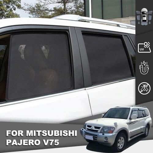 Magnetic Car Sunshade Front Windshield Door Mesh Frame Curtain For Mitsubishi Pajero V75 Auto Reflective Side Window Sun Visor
