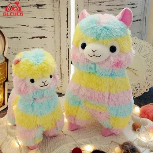 Lovely god beast rainbow alpaca wool plush toy color grass mud horse cloth doll pillow doll plush
