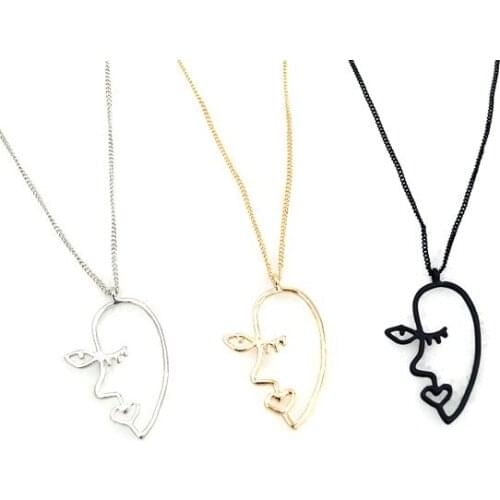 Fashion jewelry Artistic Temperament Hand Made Abstract Face necklace