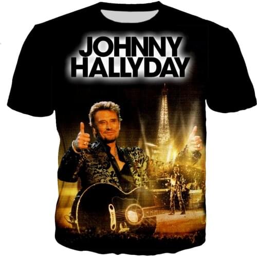 New Arrive Hip Hop Style Johnny Hallyday 3D Print Men Women Fashion T Shirt Plus Size Tops